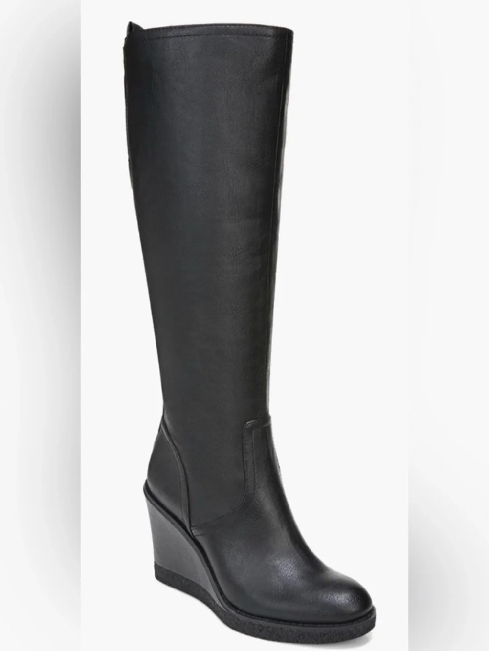 Zodiac Iggy Tall Wedge Boots Black Faux Leather Womens Size 9
